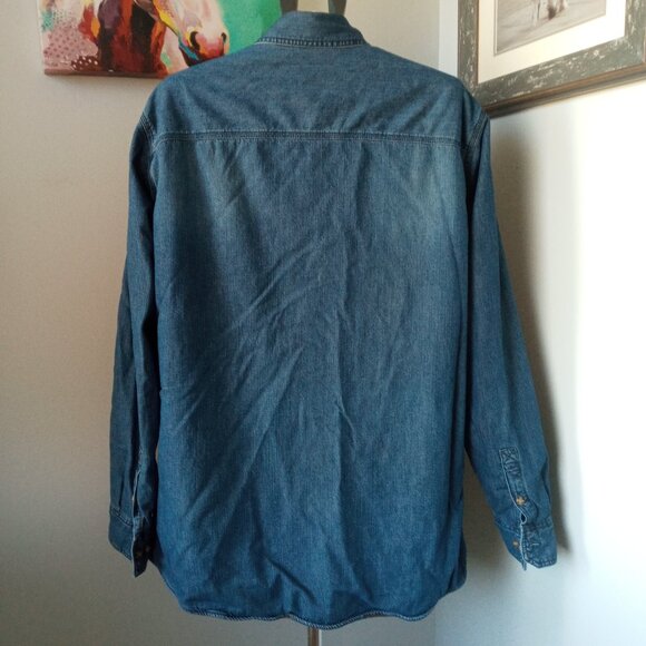 Vintage Eddie Bauer Denim plaid lined button up Shirt size XL Tall - Picture 2 of 9